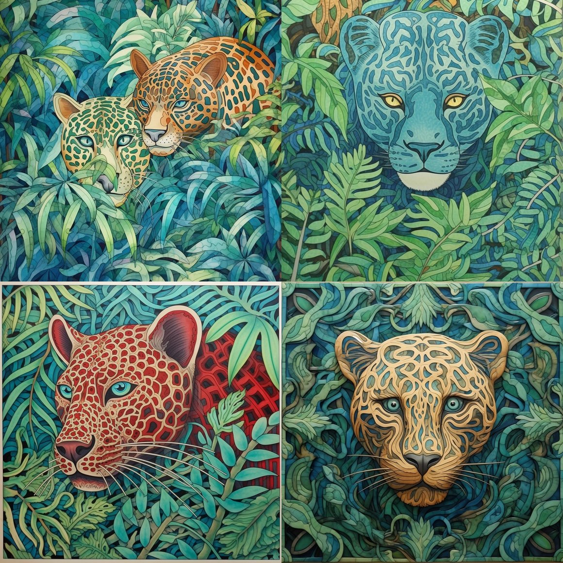 Hand Drawn Jaguar Tessellation Tile