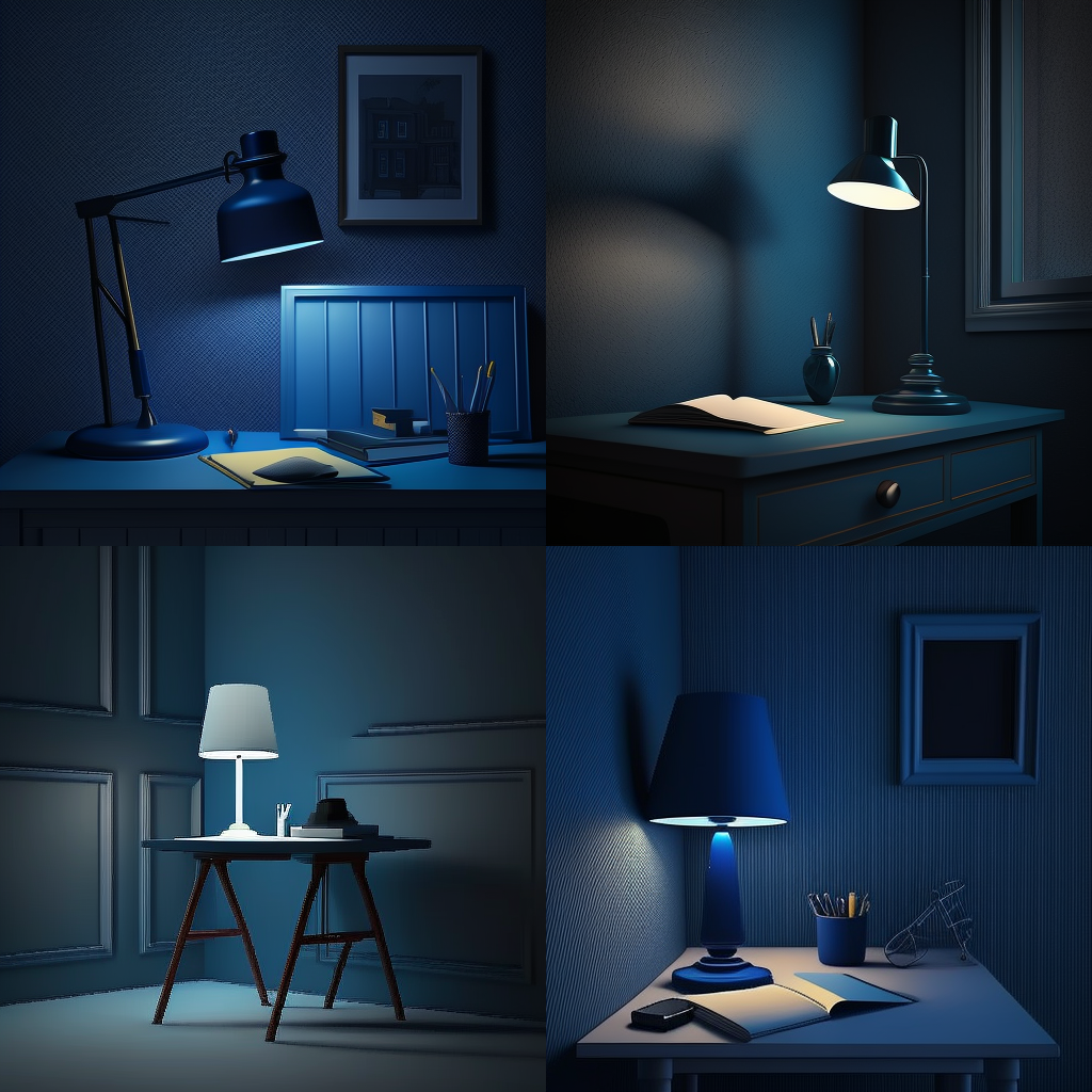Midnight Blue Solitude: A Modern Minimalist's Workspace
