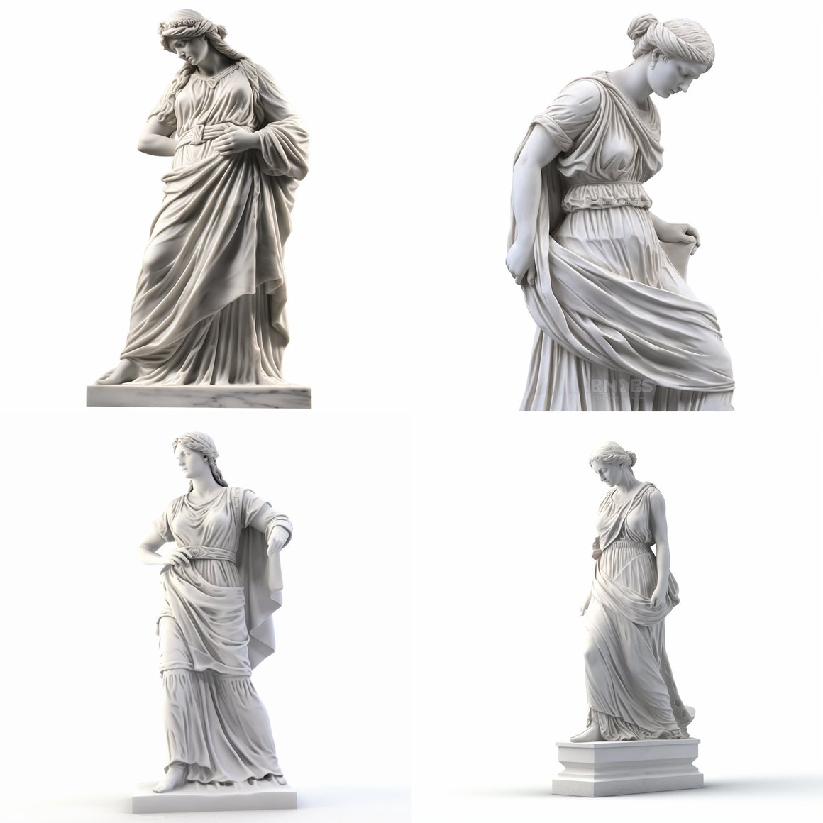 Mid-way Progress on a Modern Marble Statue of a Woman