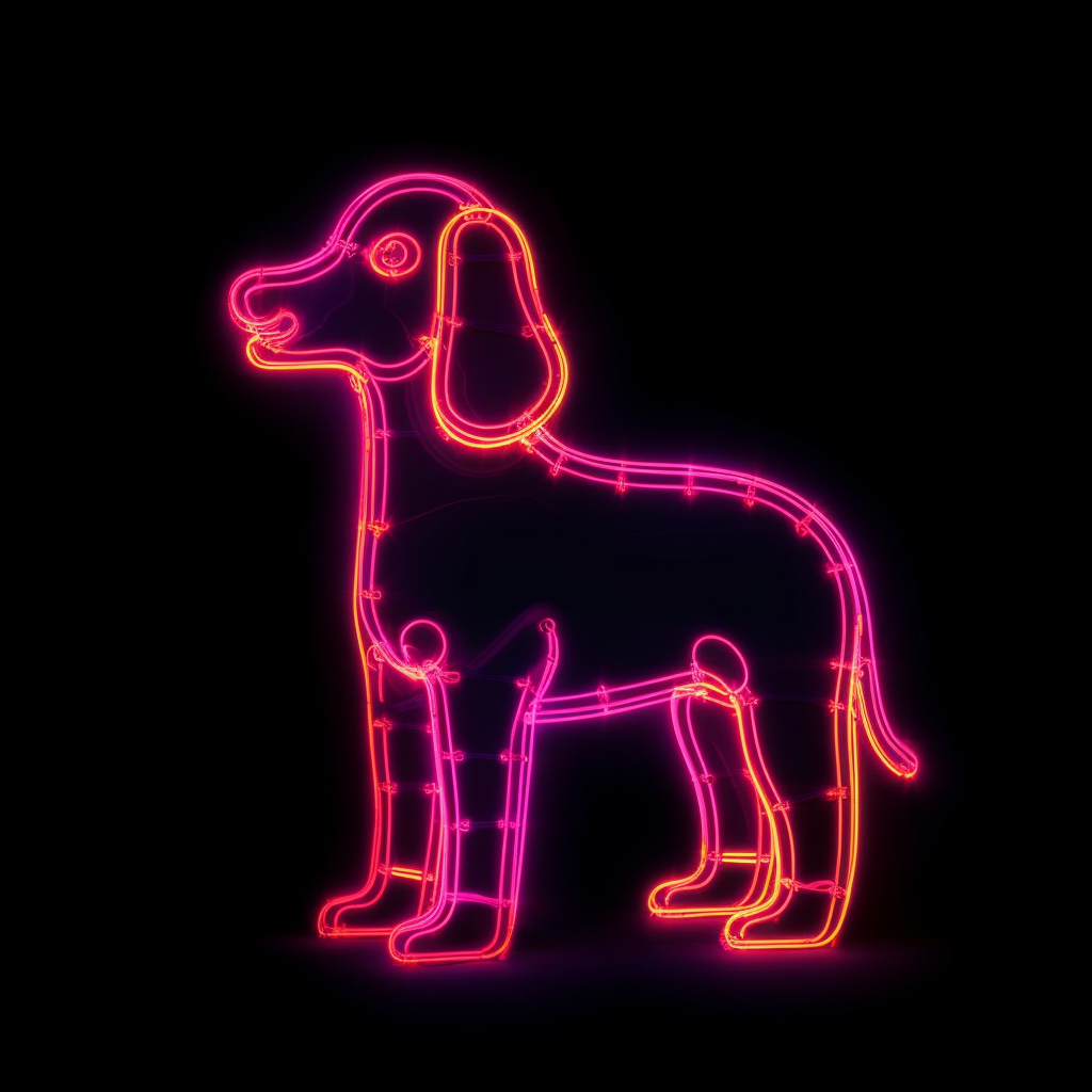 Neon Poodle Outline on Midnight Voyage