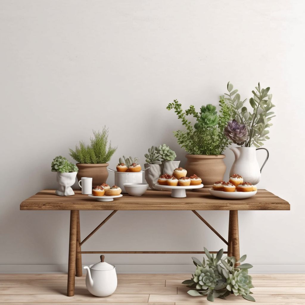 Rustic Dessert Table Arrangement in a Modern Farmhouse Style