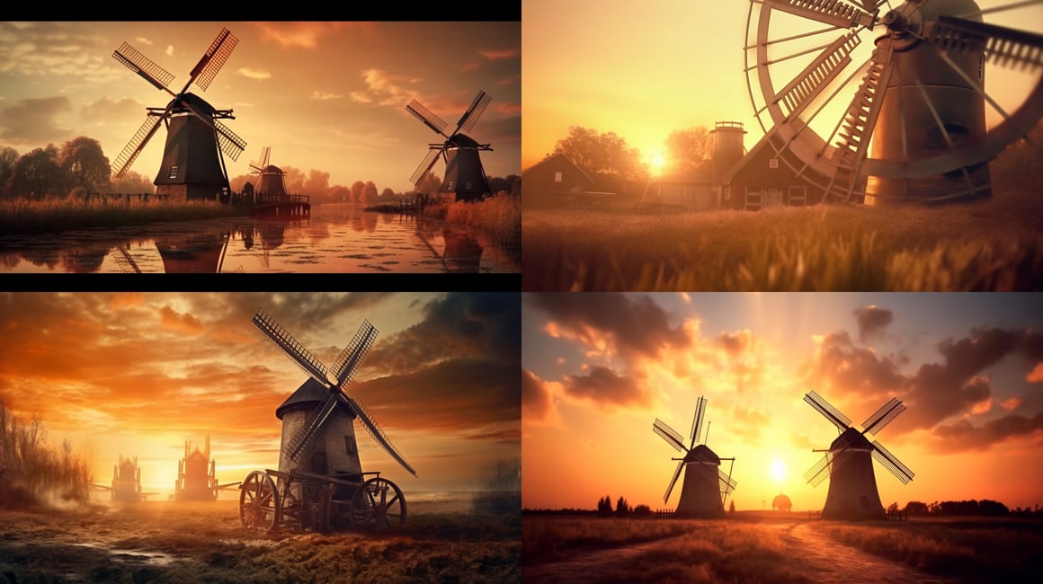 Vintage Windmill Cinematic Journey: PowerPoint Background