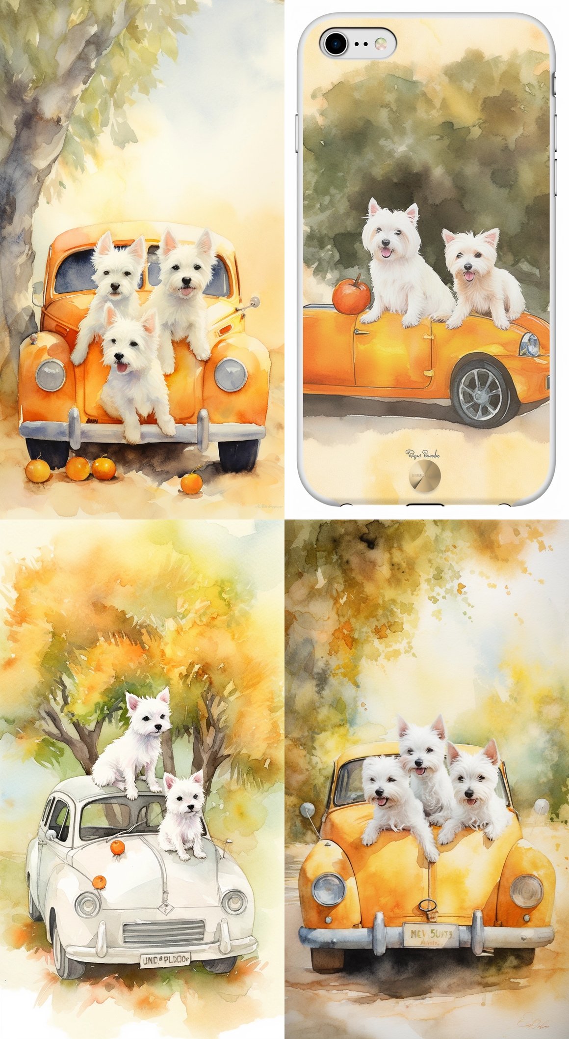 Sun-kissed Puppies: A Watercolor Journey in Vintage Florida