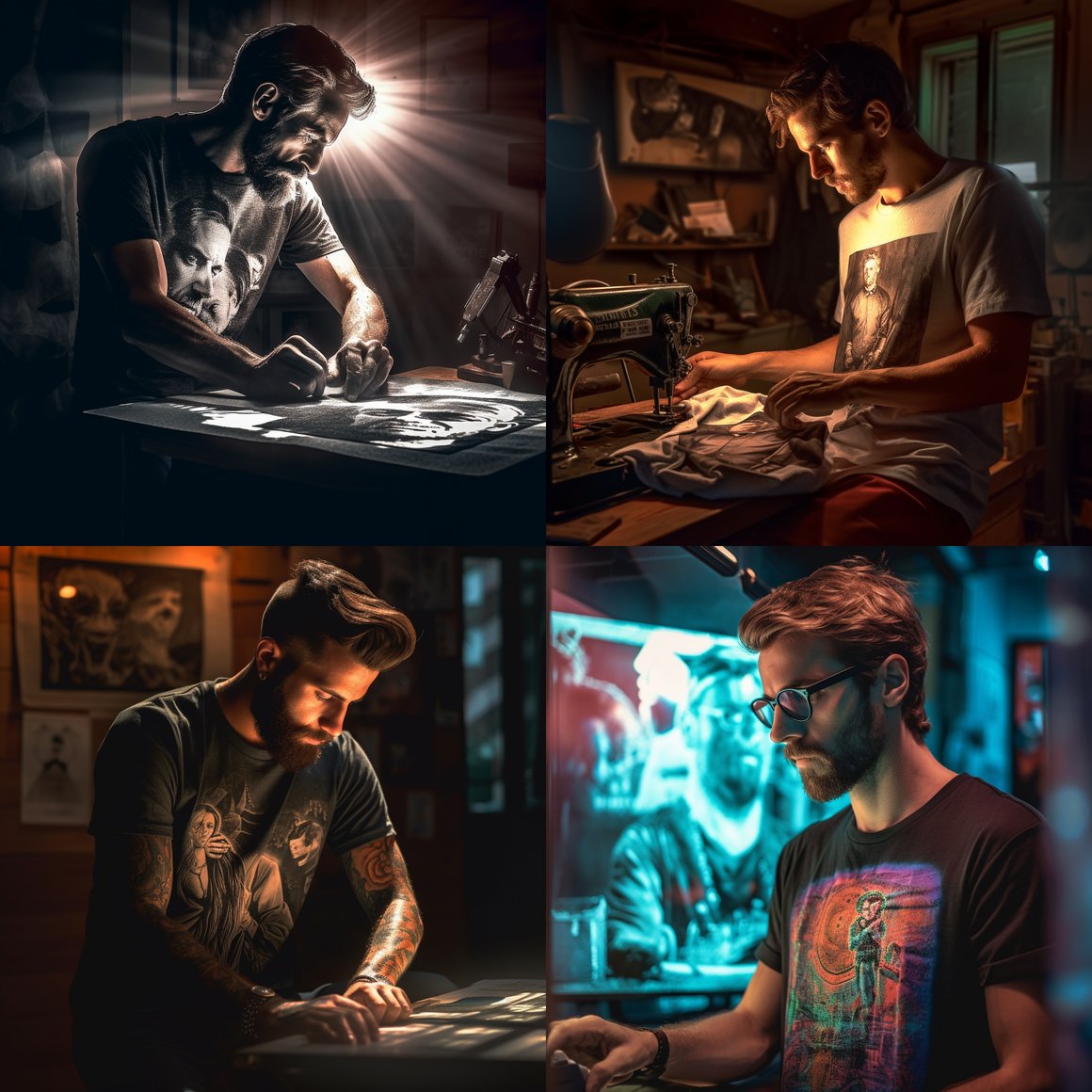 Artful Precision: Man Creating Screen-printed T-shirt