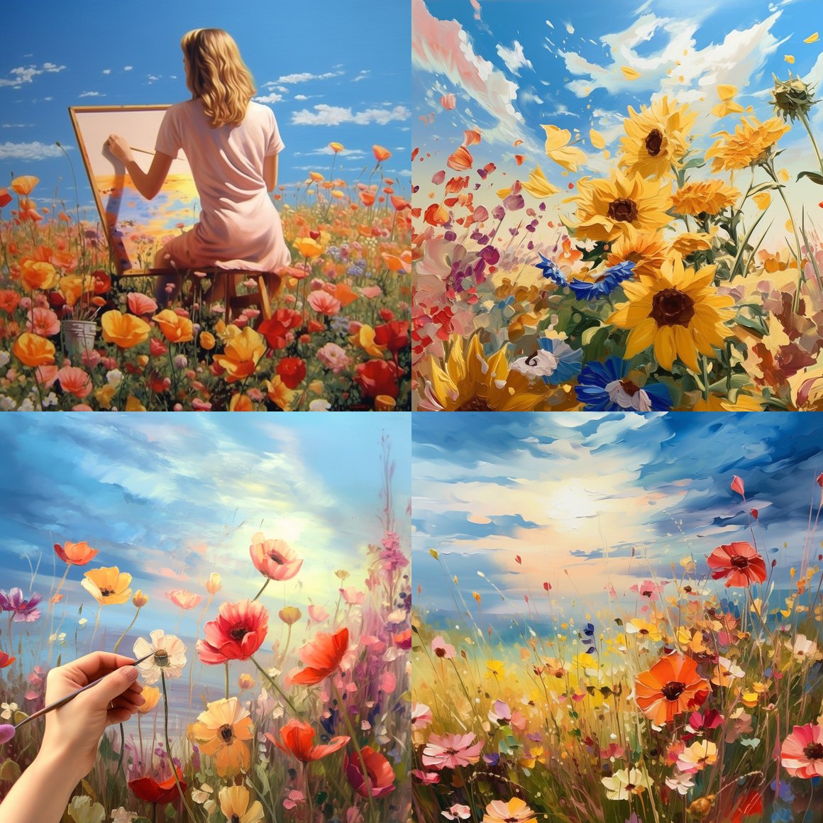 Sun-Drenched Floral Vista Painting Progress Check