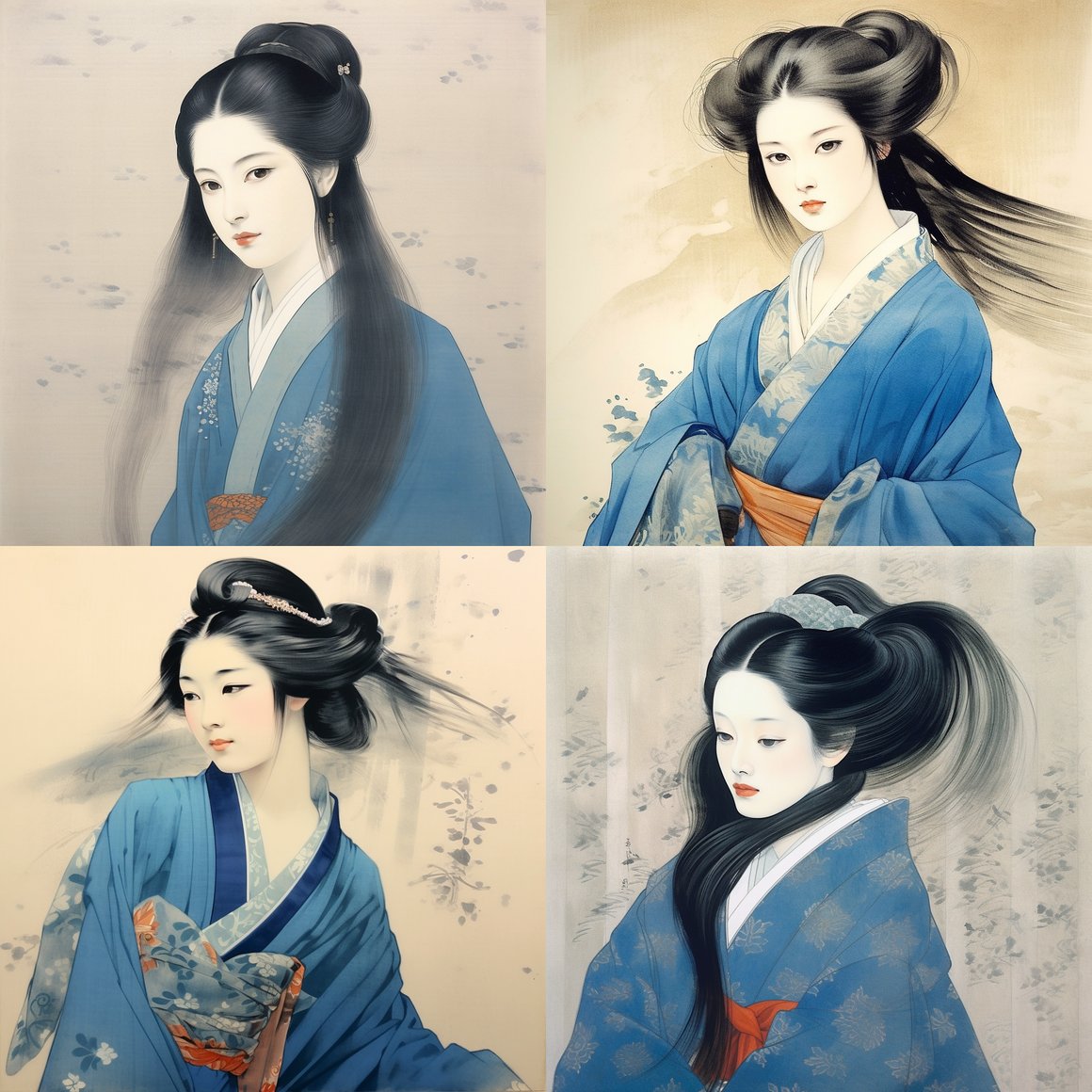 Midday Pause: Heian Aristocrat Hand-Painted Portrait
