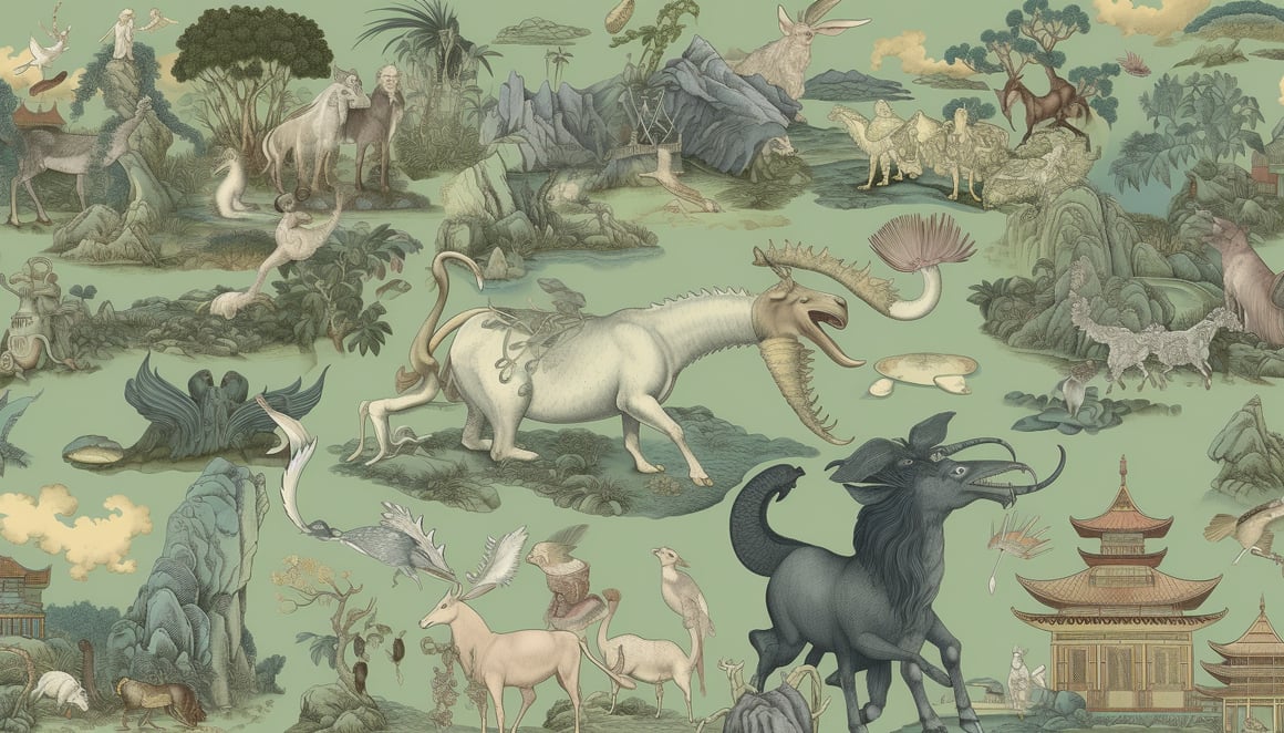 Chimeric Zodiac and Ancient China Wallpaper Design