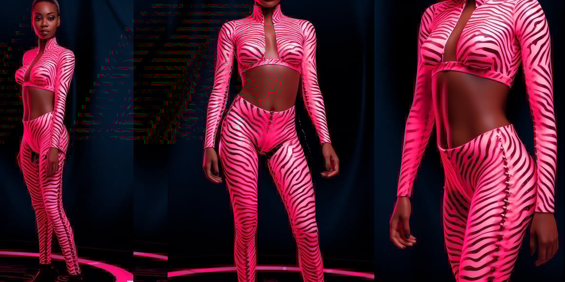 Neon Pink Zebra Skin Render