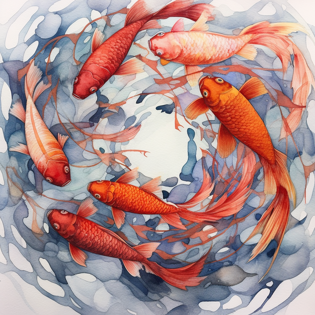 Circles of Koi: A Watercolor Interlude