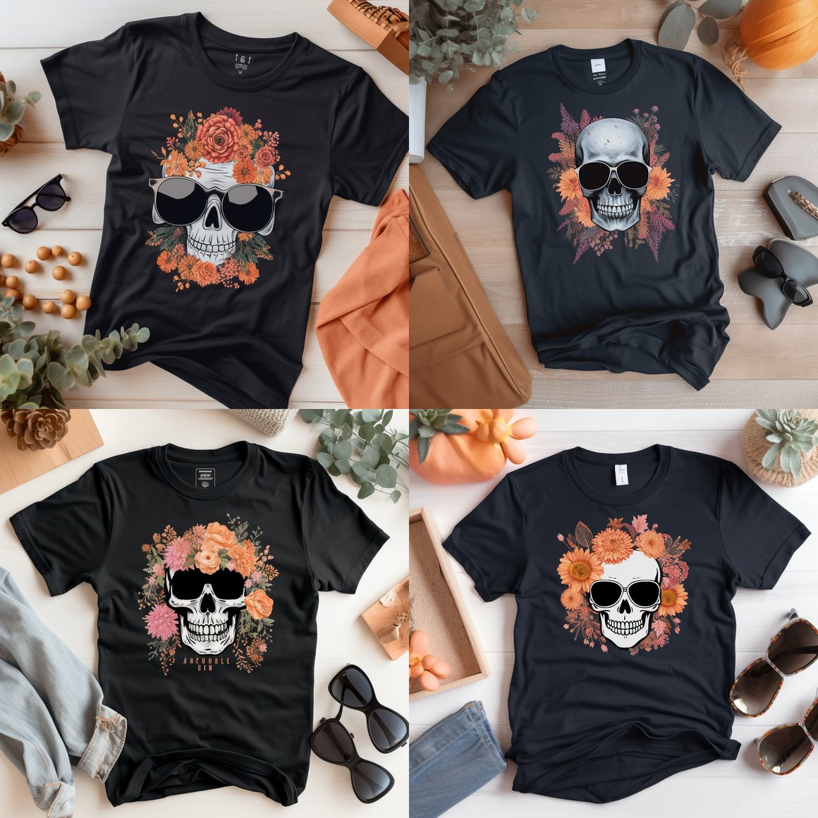 Halloween Casual Look: T-Shirt and Accessories Mockup