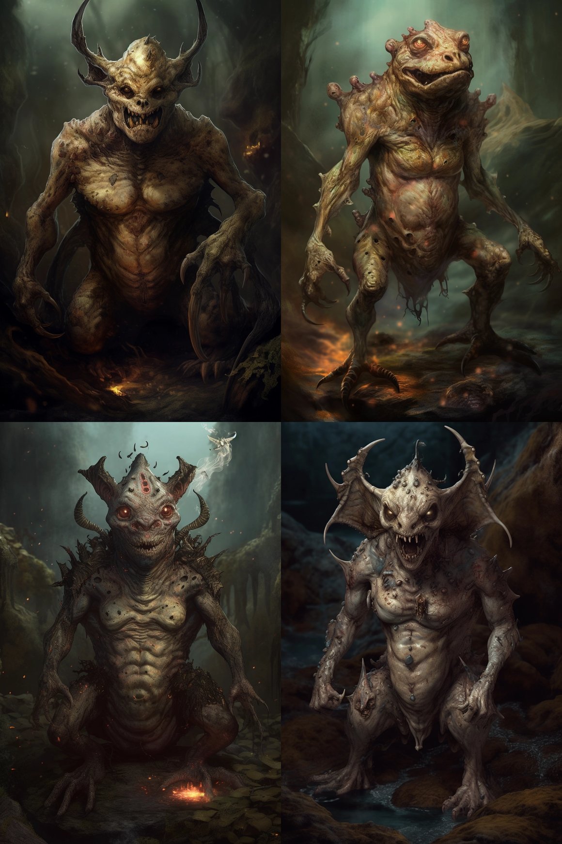 Detailed Full Body Illustration of Belphegor Demon with Feminine Face and Toad Body, Version 5 in 2:3 Ratio