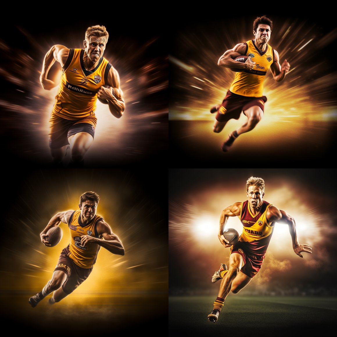 Hawthorn Player's Explosive Sprint in Dynamic Lighting
