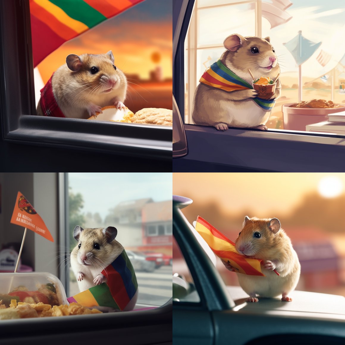 Chubby Hamster's Shift at Taco Bell Amidst International Customers