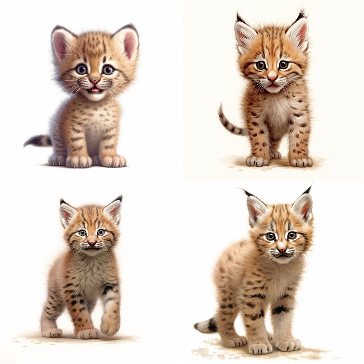 Detailed Illustration of a Playful Baby Bobcat - Mid-Journey Sketch