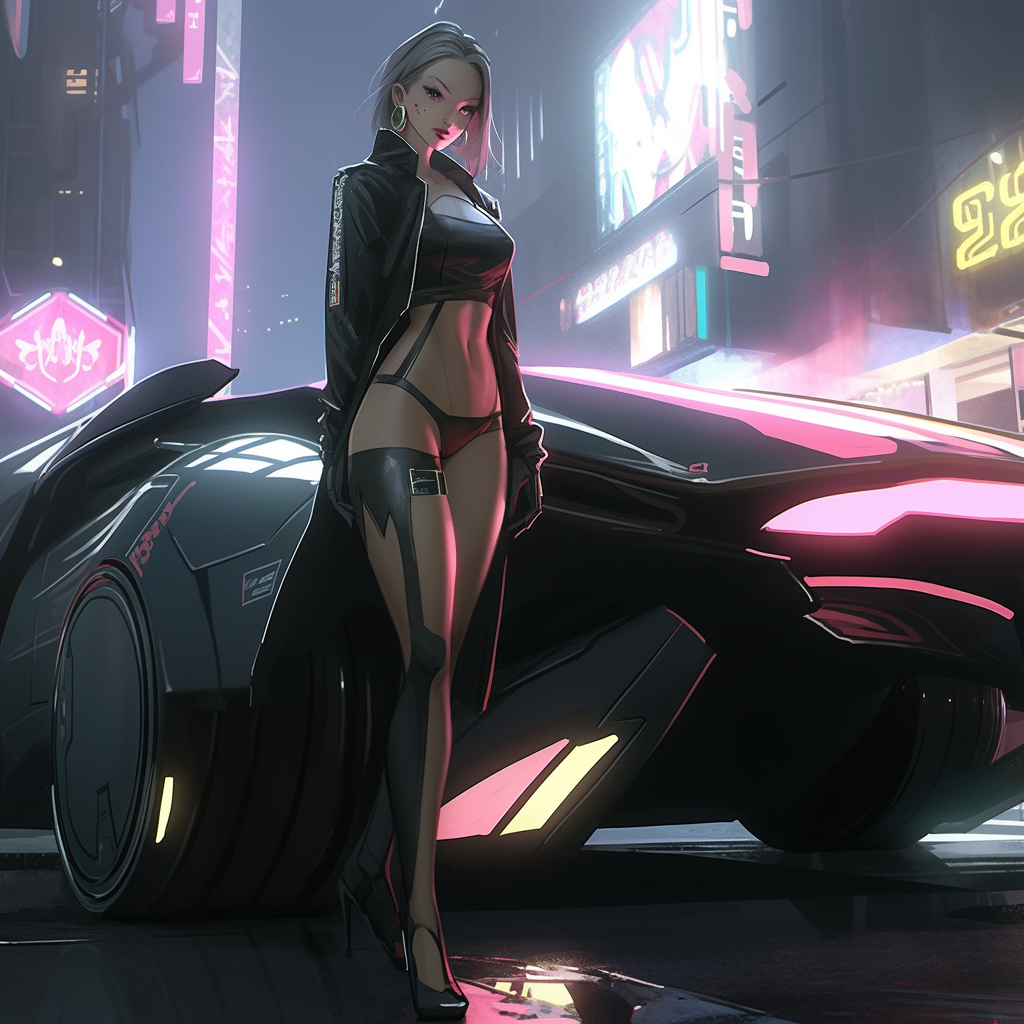 Neon Nightscape: A Futuristic Encounter