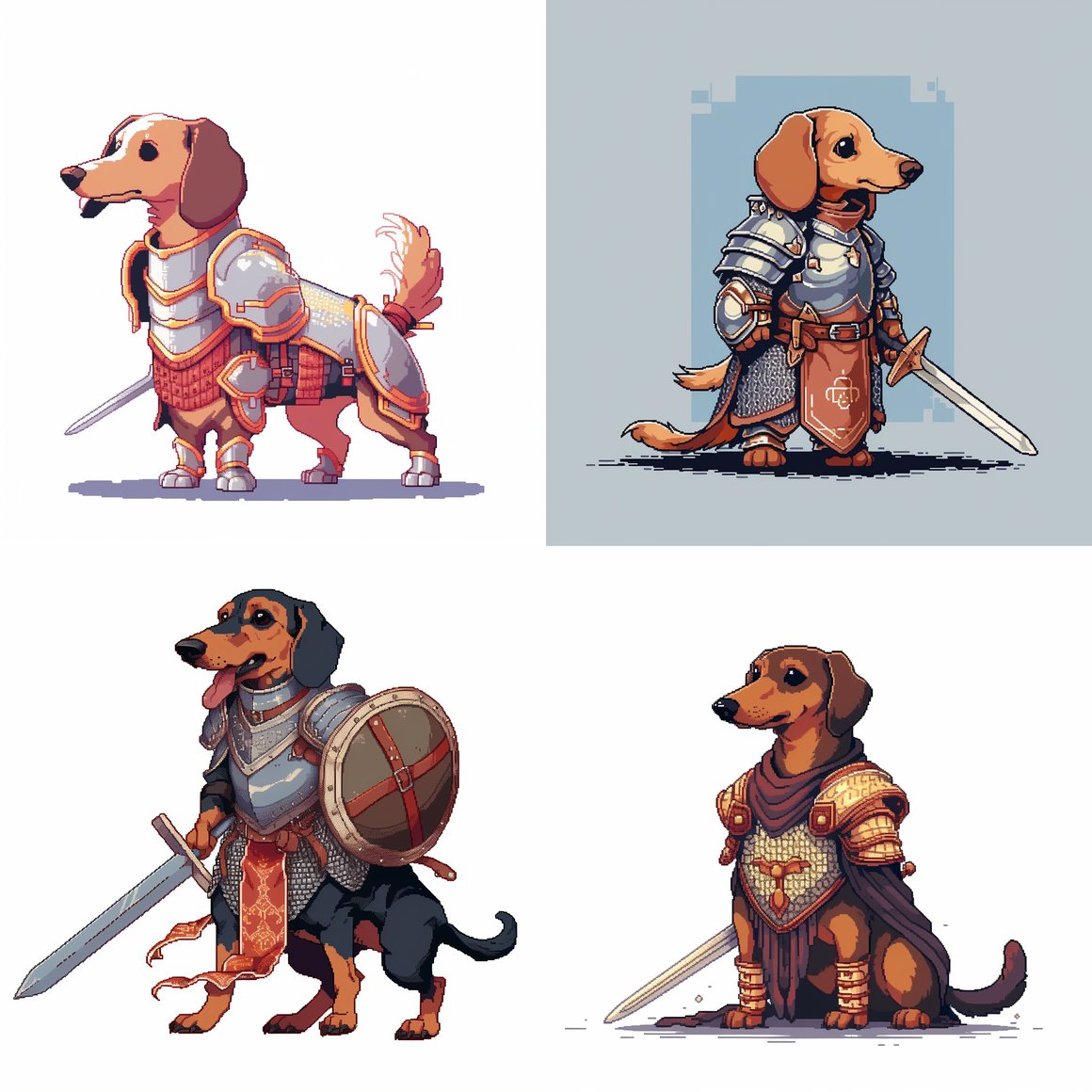 Chivalrous Dachshund: Mid-Adventure Pixel Art Journey