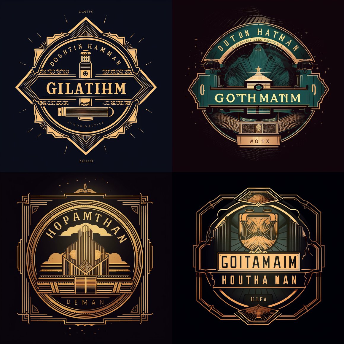 Art Deco Inspired Gotham Humidors Logo Design with Cigar & Cocktail Elements