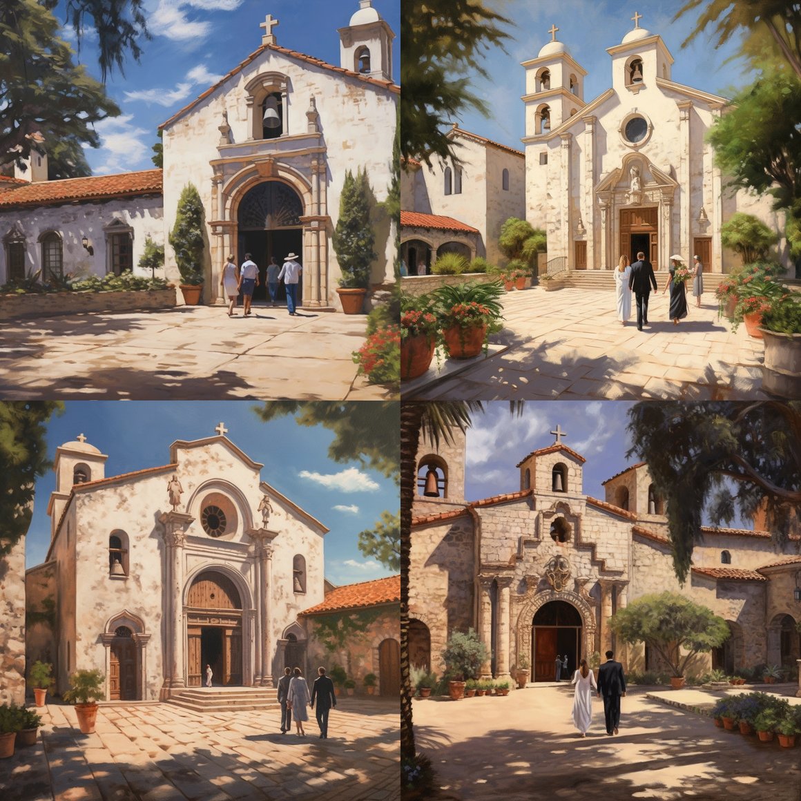 Sun-Bathed Carmel Mission: A Bride's Momentous Entry