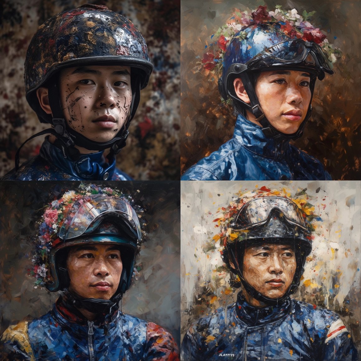 A Takumi Yamasaki Portrait in Maroon and Navy