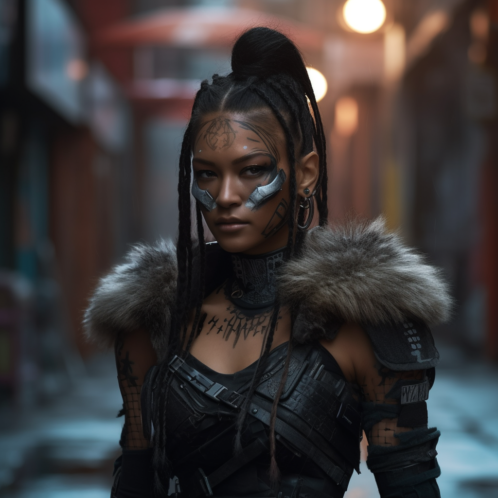 A Hyper-Realistic Journey Through Urban Cyberpunk Neo-Native American Chic