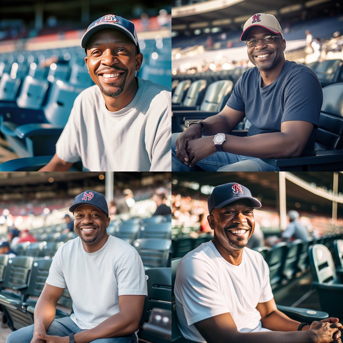 Middle-Aged African American Man Enjoying a Braves Game in Sunlit Atlanta