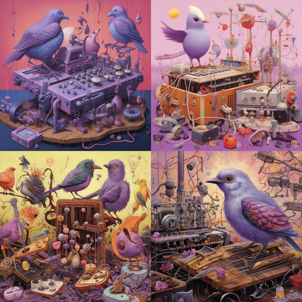 A Surrealistic Fusion in Purple and Pistachio