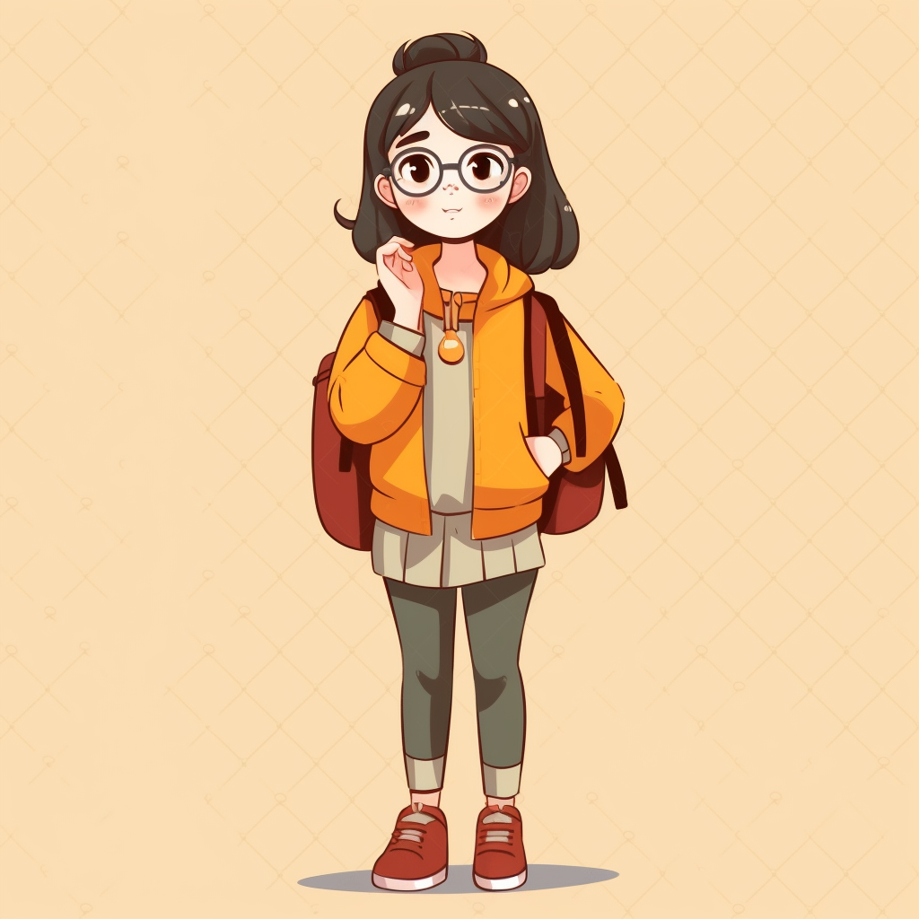 Chinese University Student Mid-Journey Vector Illustration