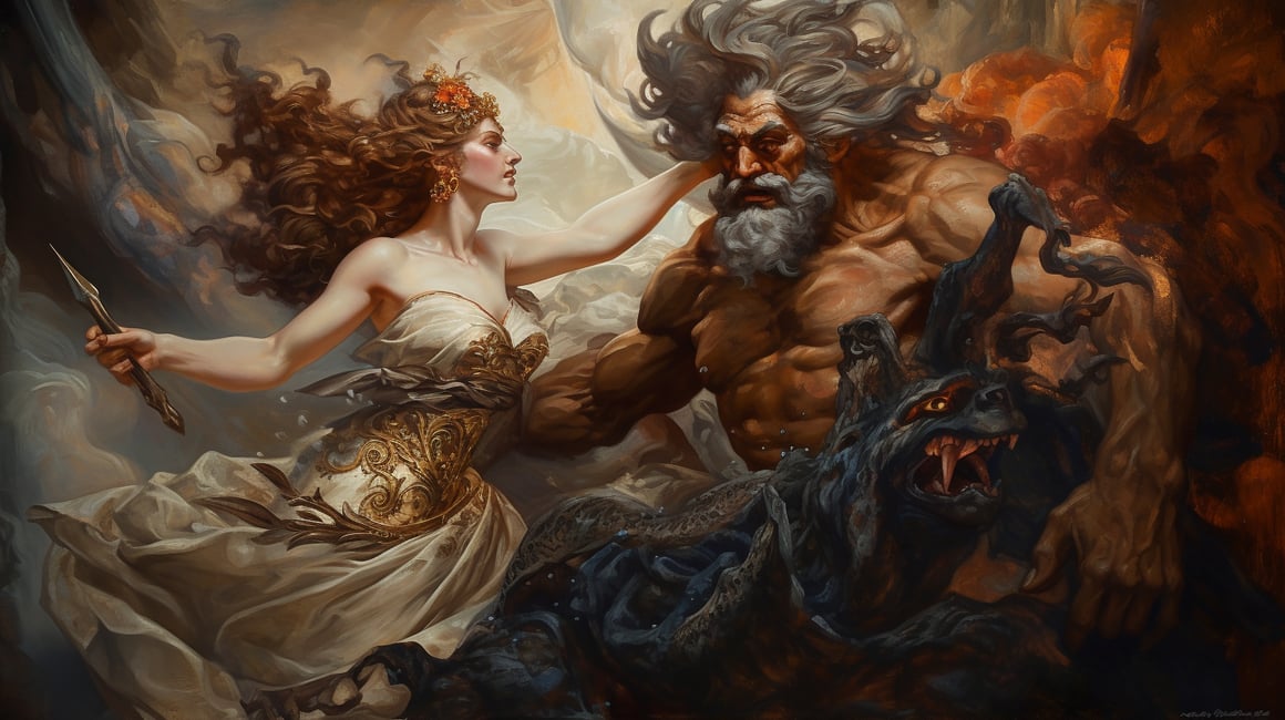 Clash of The Divine: Hera's Fury in Baroque Brilliance