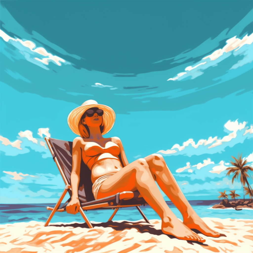 Summer Relaxation: Sunbathing on the Beach