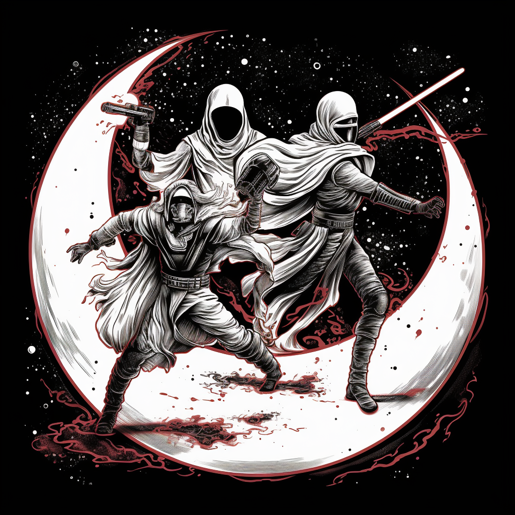 Clash of Fates: Intergalactic Showdown in Monochrome