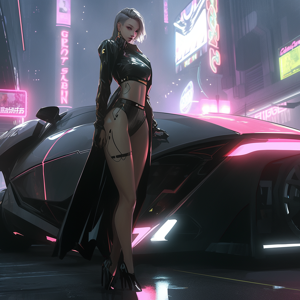 Neon Nightscape: A Futuristic Encounter