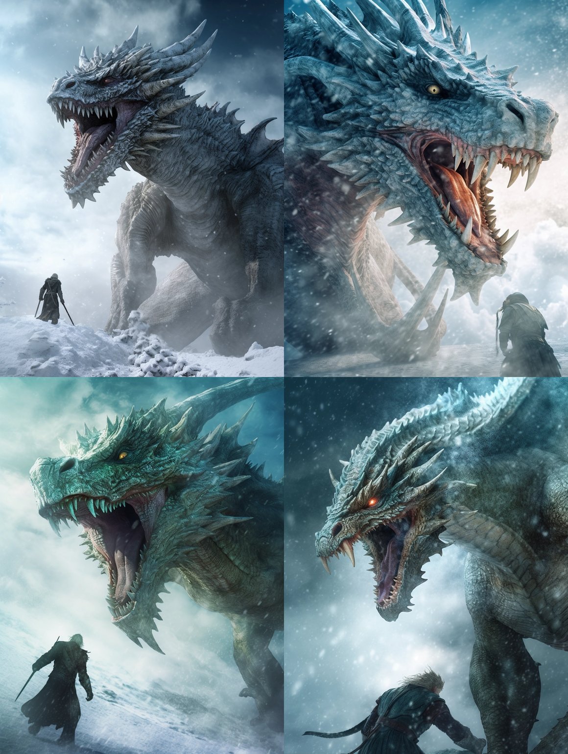 Rhaegal Vs Necromancer Dragon in Heavy Snowfall