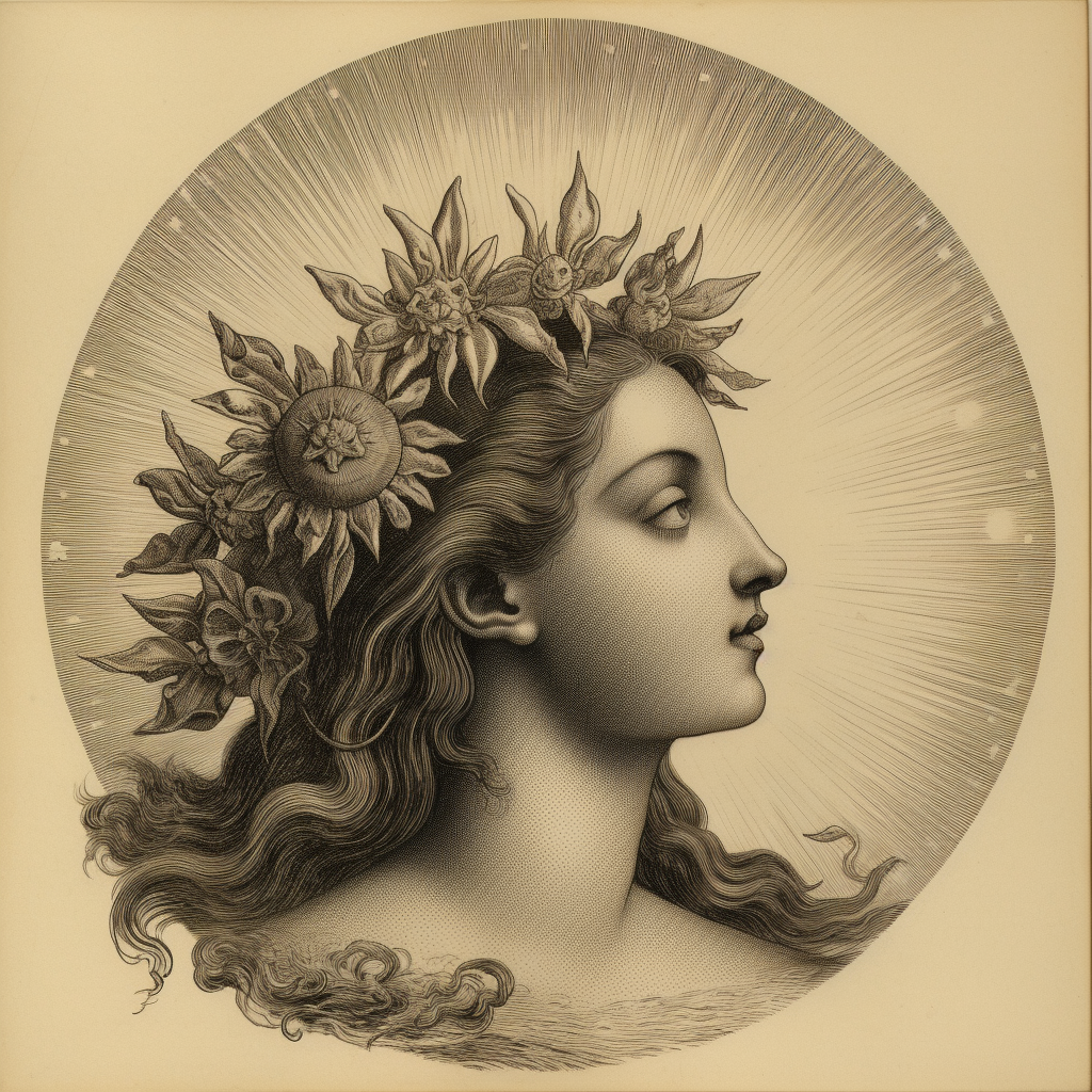Mid-Voyage Gaze: A Victorian Sun Illustration