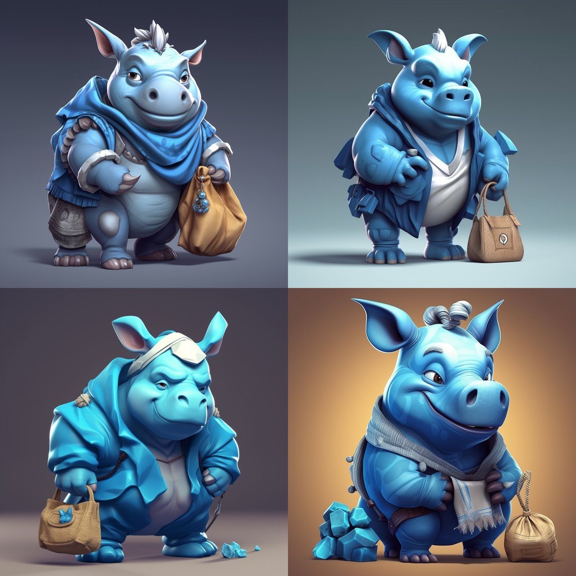 Rhinoceros Royale: 3D Mobile Game Character Concept