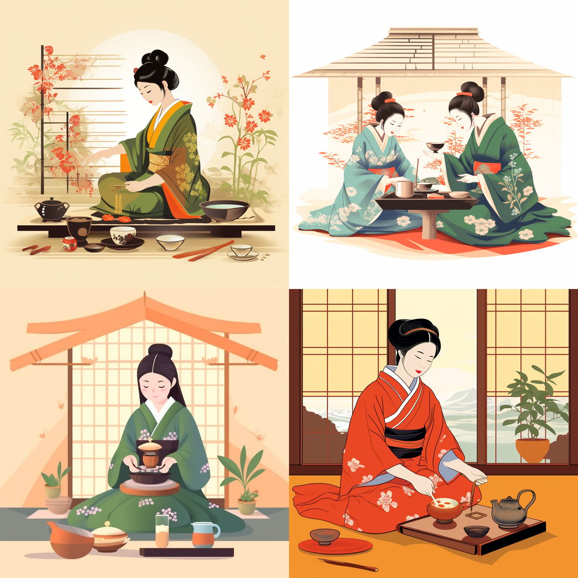 Artistic Depiction of a Traditional Japanese Tea Ceremony in Midjourney