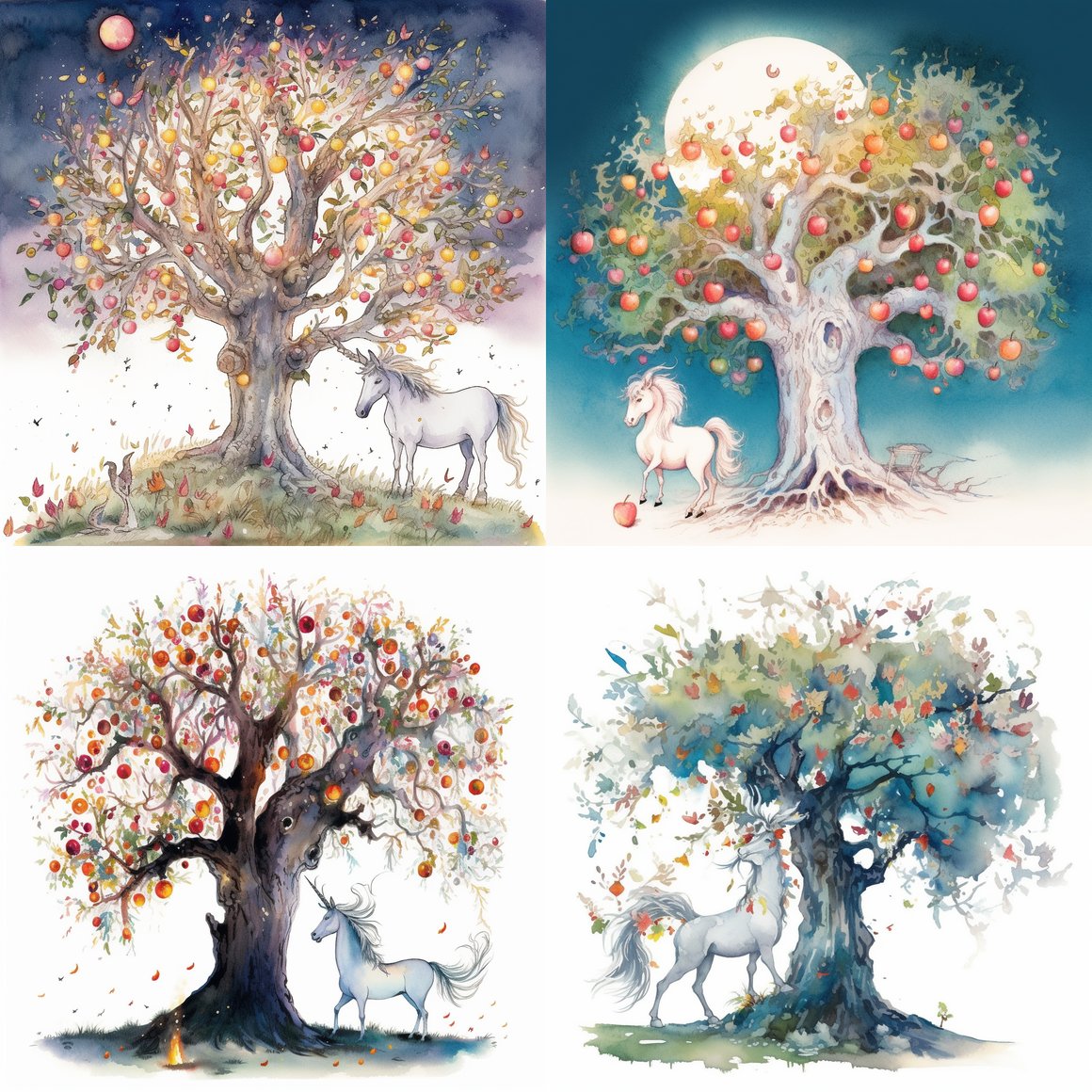 A Unicorn's Dream Under The Magical Apple Tree