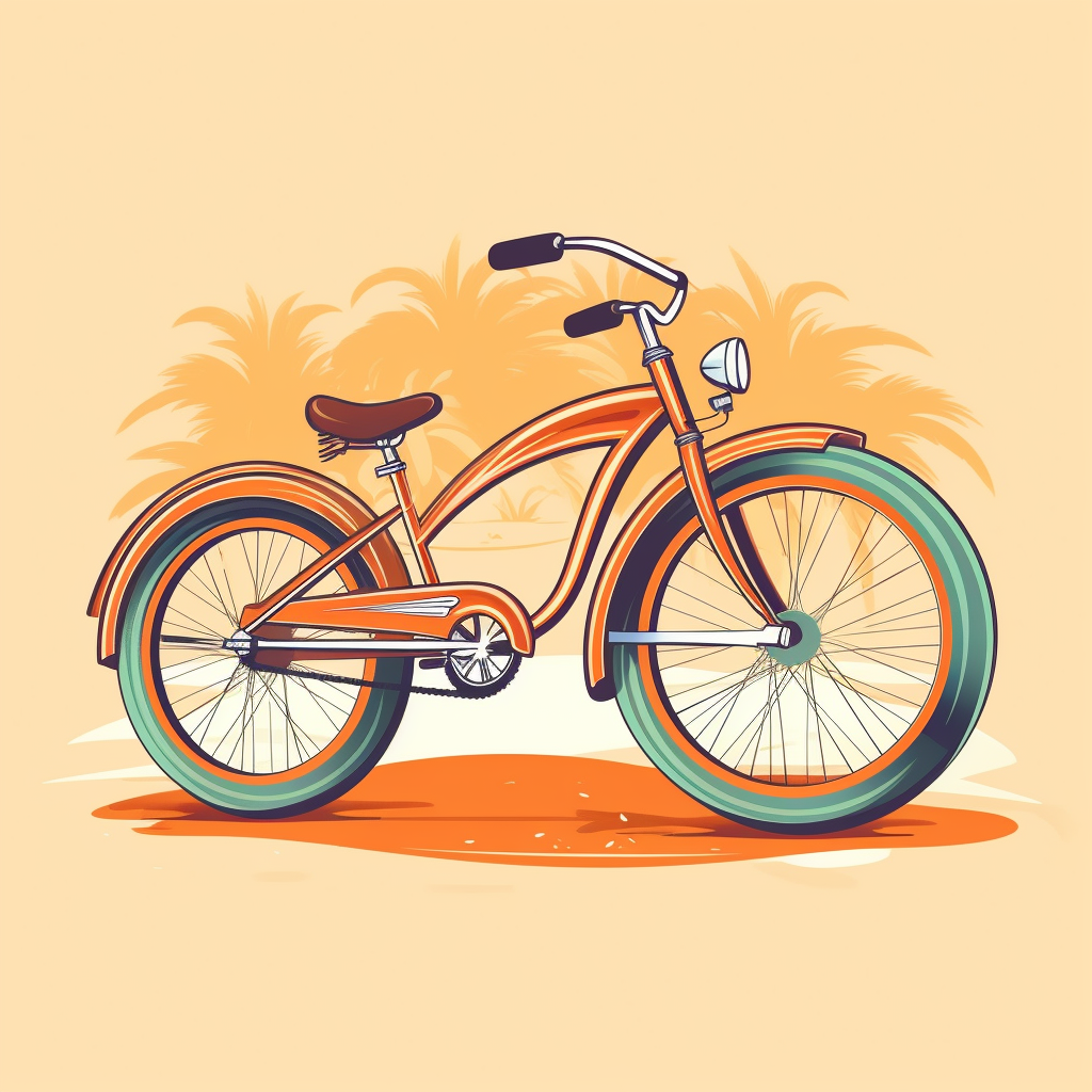 Retro Beach Cruiser Bike Vector Logo Art