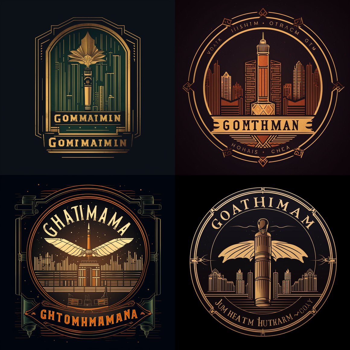 Art Deco Inspired Gotham Humidors Logo Design with Cigar & Cocktail Elements