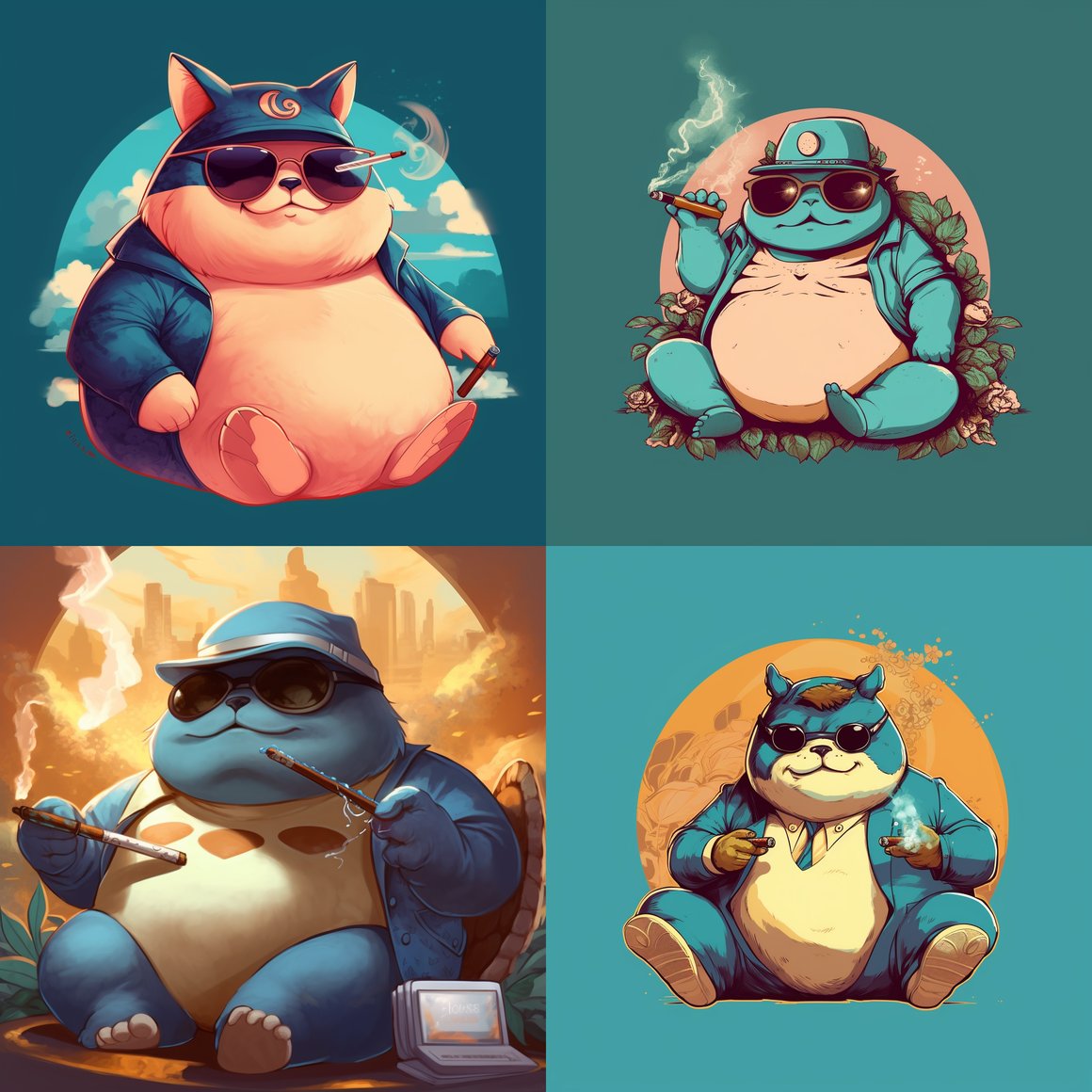 Chillaxing Snorlax: Mid-Journey Swagger
