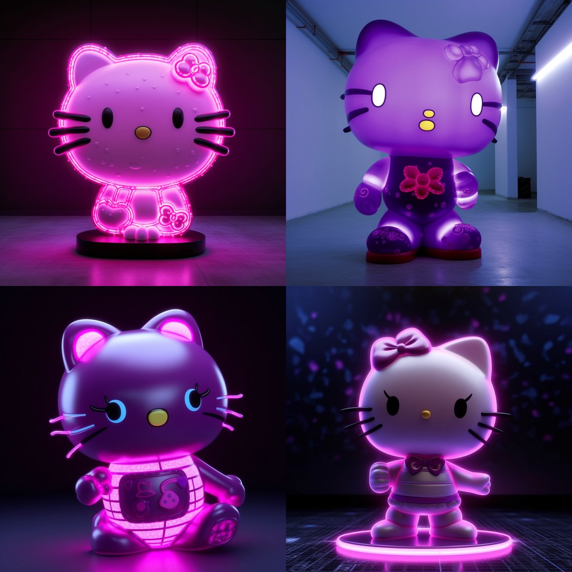 Neon Nights: Hyper-Realistic Hello Kitty Adventure