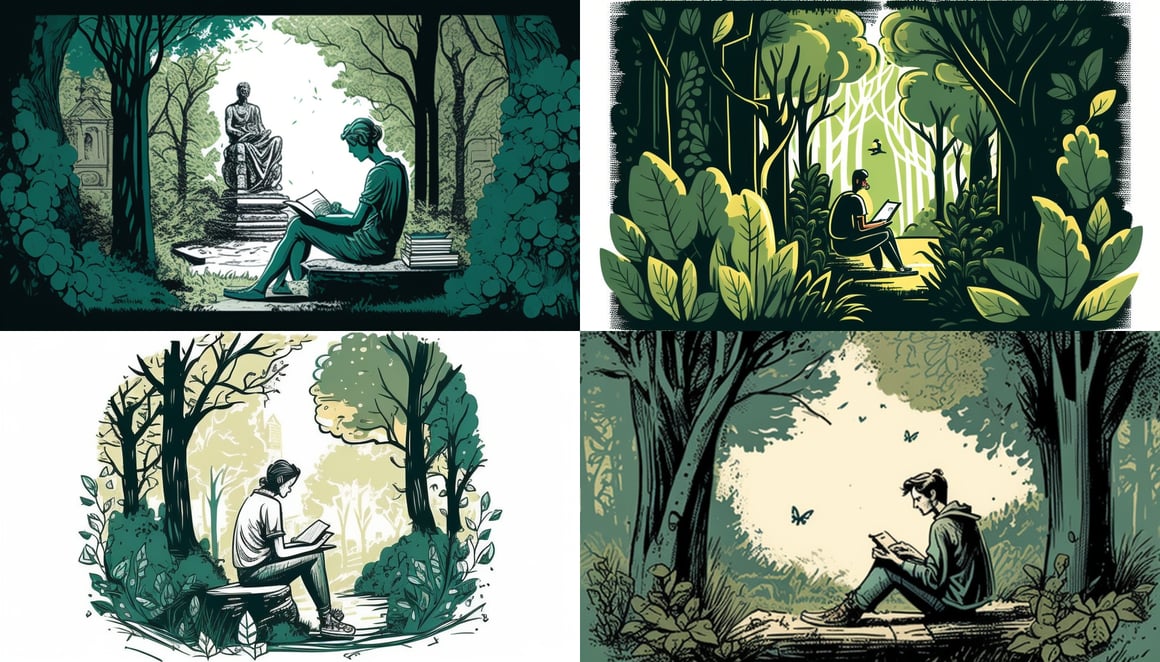 A Tranquil Scene of Self-reflection in the Park