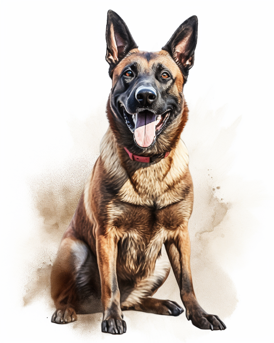 Happy Belgian Malinois Mid-Journey Portrait in Vibrant Watercolors