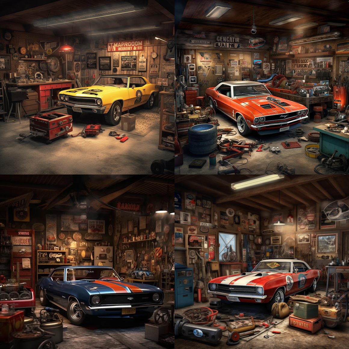Revved Up: A Muscle Car Garage Cinematic Journey