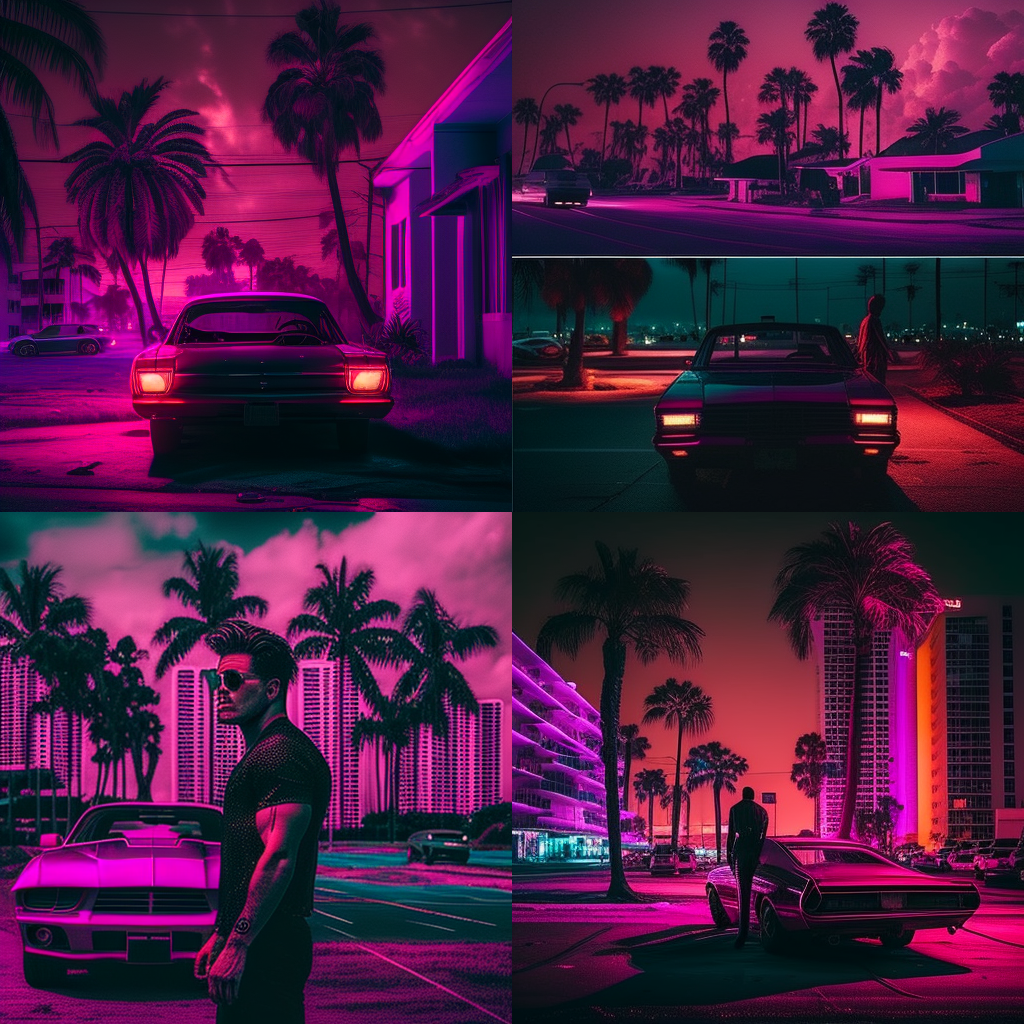 A Synthwave-Inspired Florida Nightscape Illustration Task
