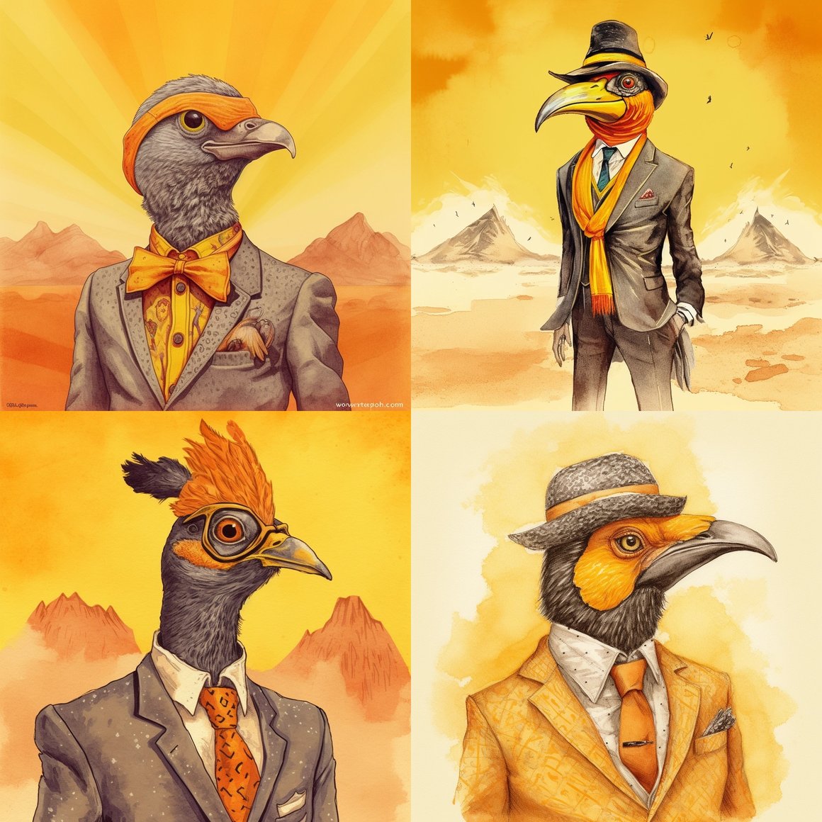 Midday Mirage: An Avian Odyssey in Retro Chic