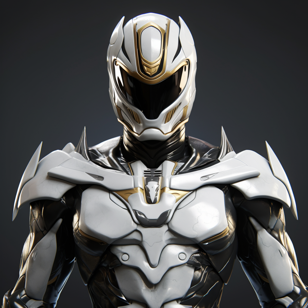 Photorealistic White and Black Power Ranger 264K HD Cinematic Display ...