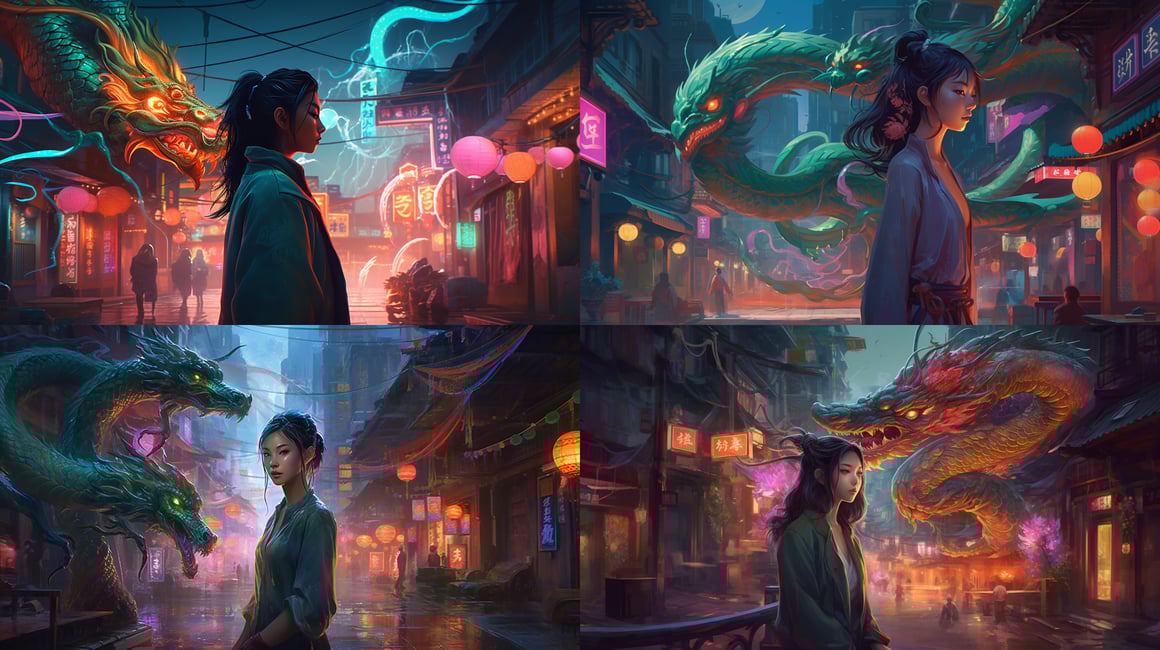 Neon Dragoness: A Mid-Journey Urban Fantasy