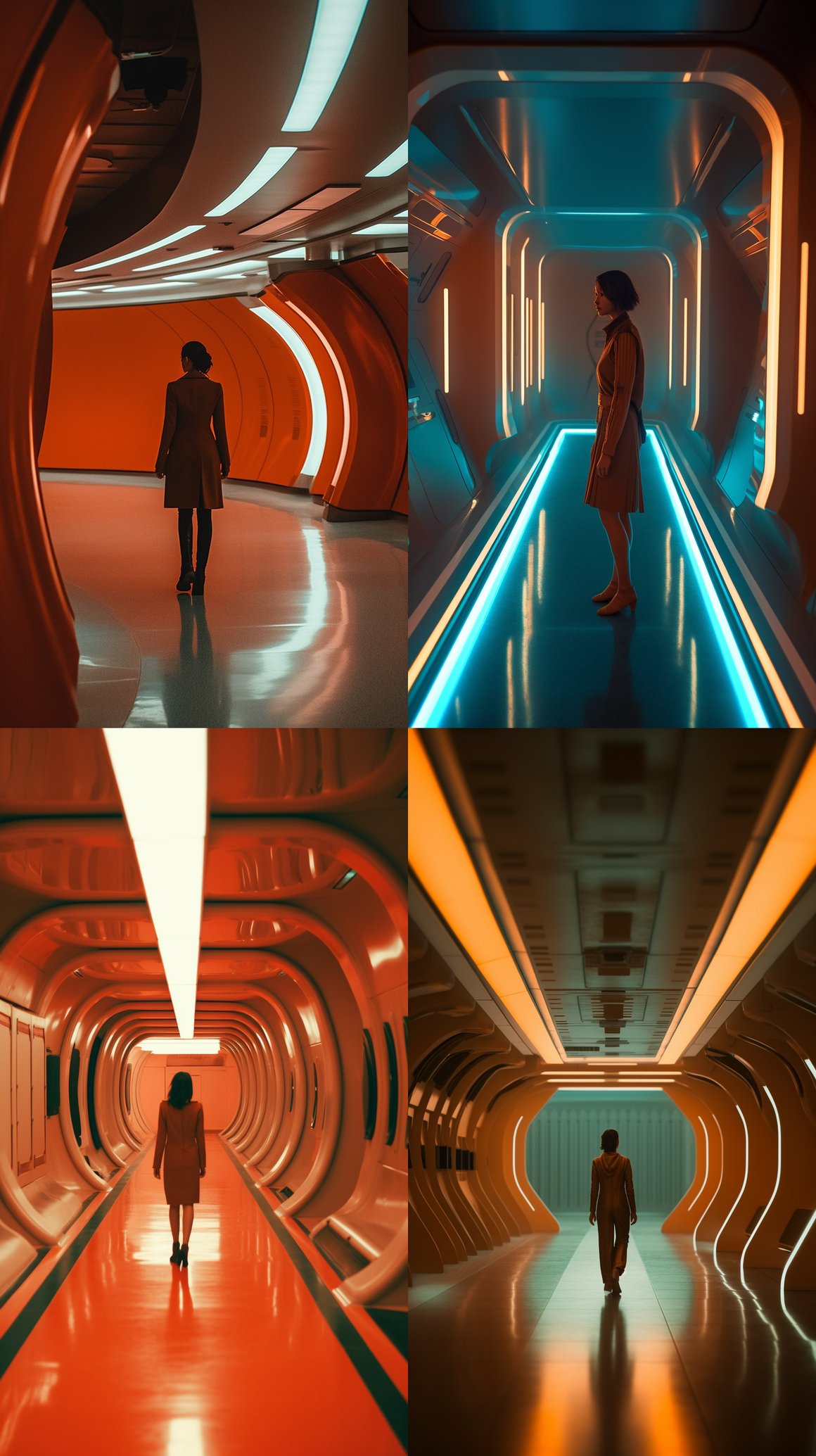Retrofuturistic Spaceship Walk: A Cinematic Still