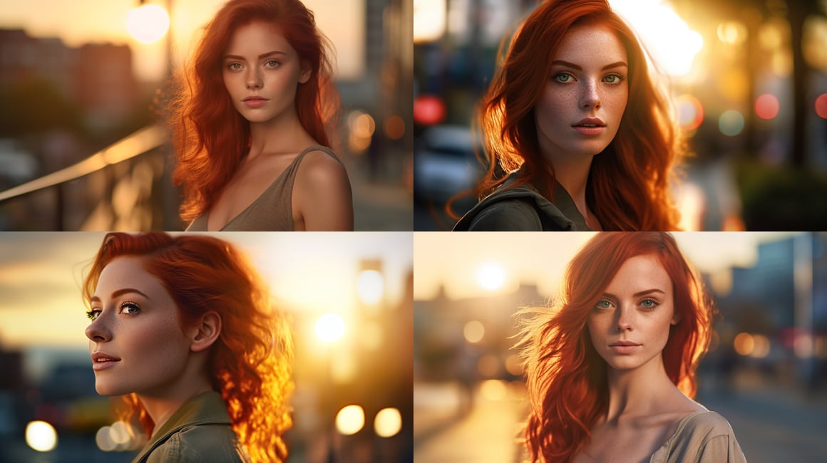 Detailed Cinematic Portrait of a Red-haired Woman in an Urban Environment