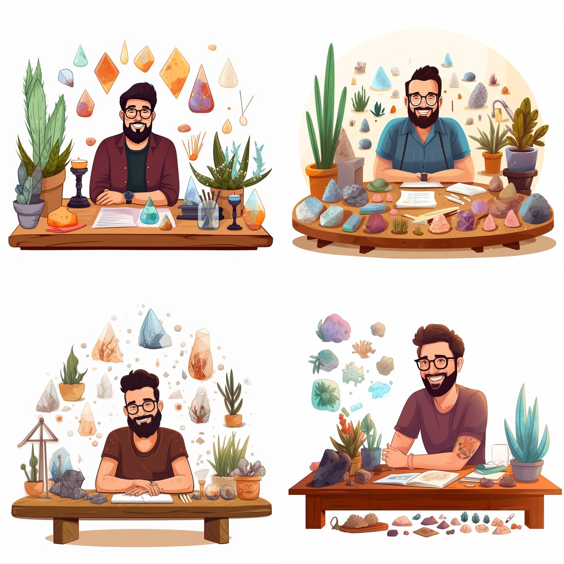 Happy Crystal Enthusiast: An 8K Vector Illustration